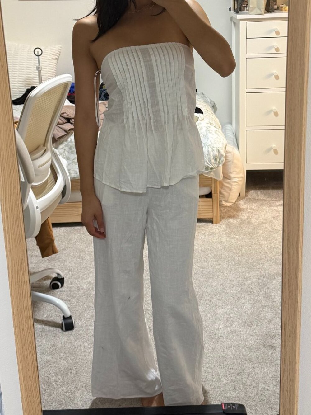 White Linen top and pants set